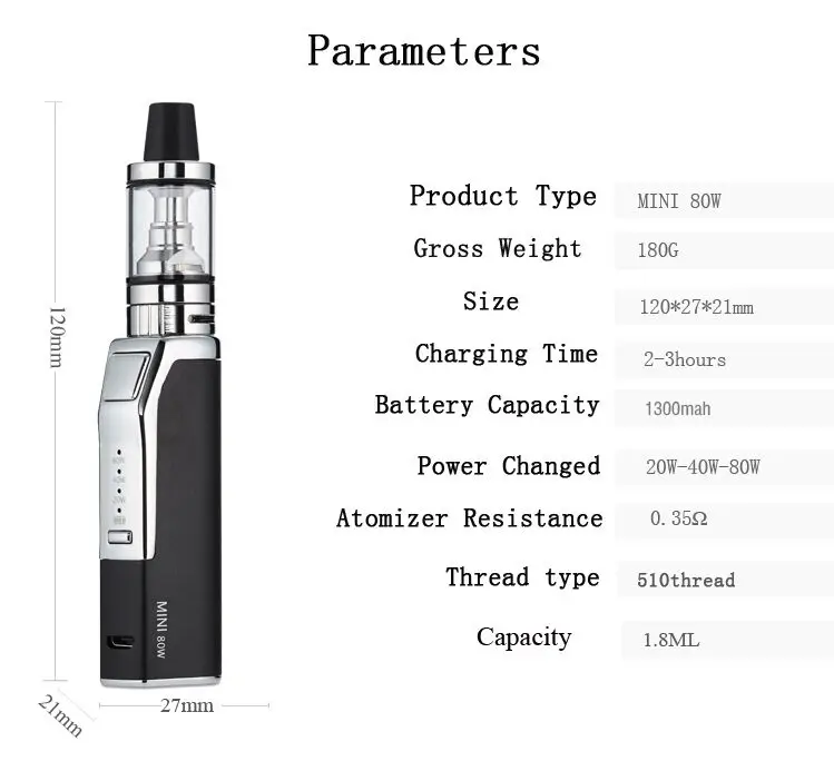 
2019 new electronic cigarette big vapor 80W mini vape mod / box mods 