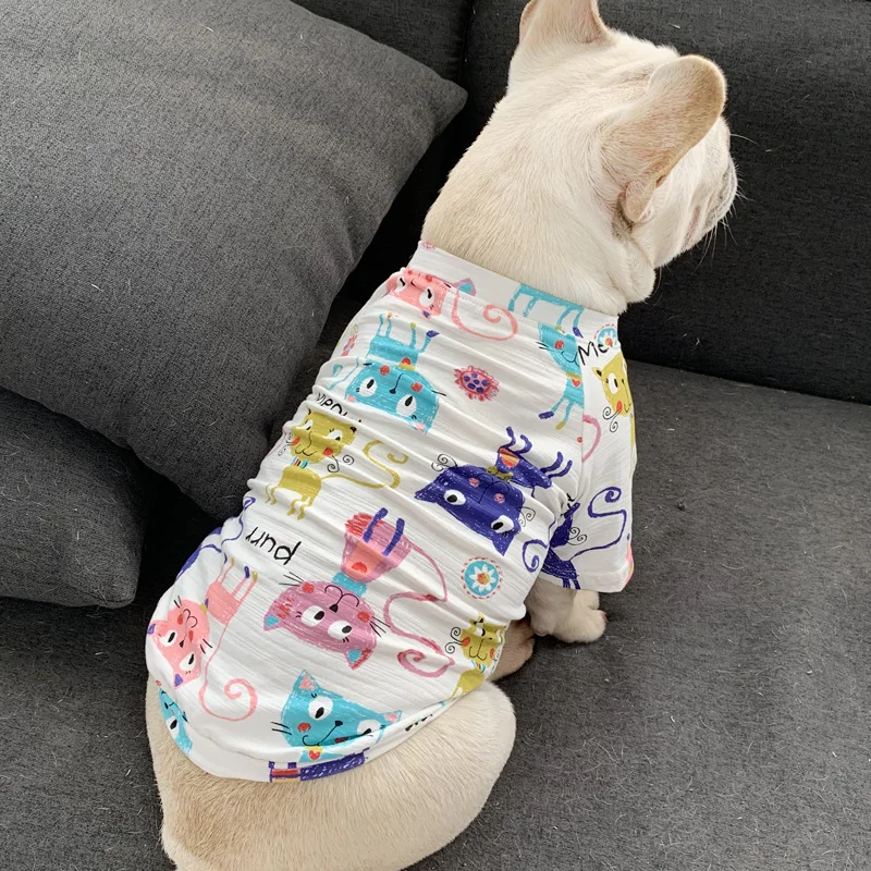 GMTPET Pet Clothes Apparel Factory Wholesale Cute Dog Clothes Cotton Pet Accessories Cat Printed French Bulldog Pet Clothes