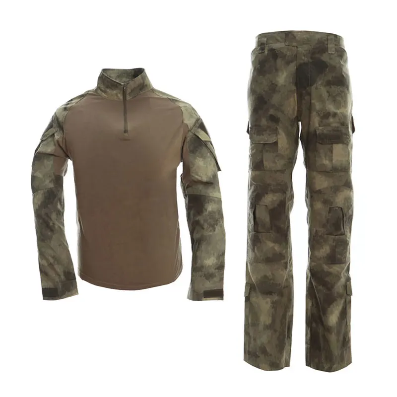 Мужской комплект из рубашки и брюк, военная Униформа с длинным рукавом и молнией 1/4