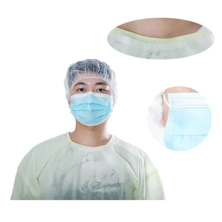 
Light Yellow PP Non-woven Disposable Isolation Gown With Knitted Cuffs 