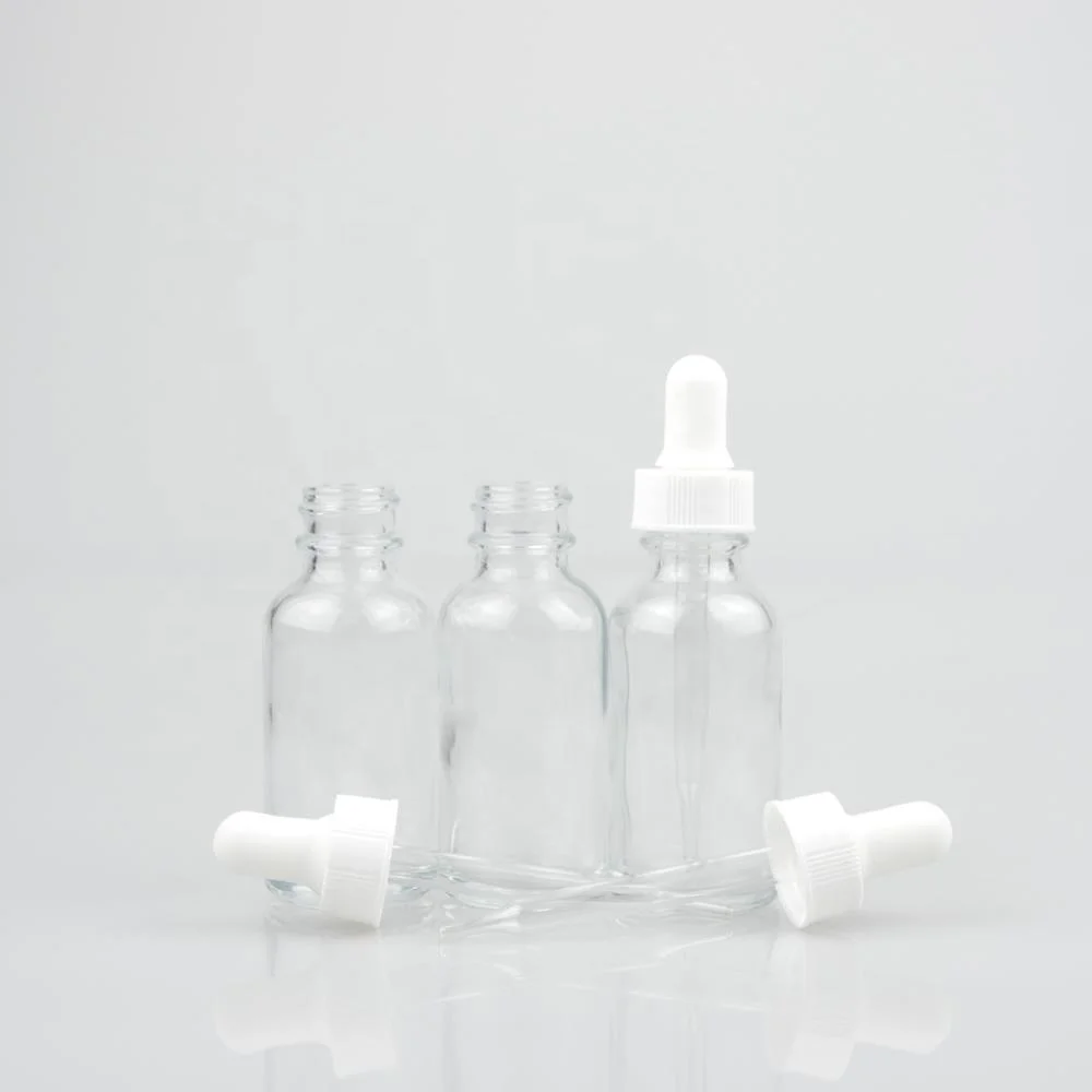 1 oz 30 ml clear glass boston bottle essential oil bottle with 20mm dropper cap