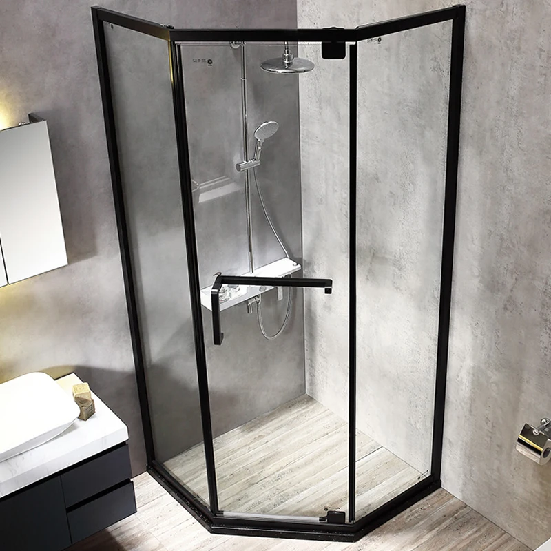 
Customized tempered glass black shower enclosure Smoked glass bathroom doors 