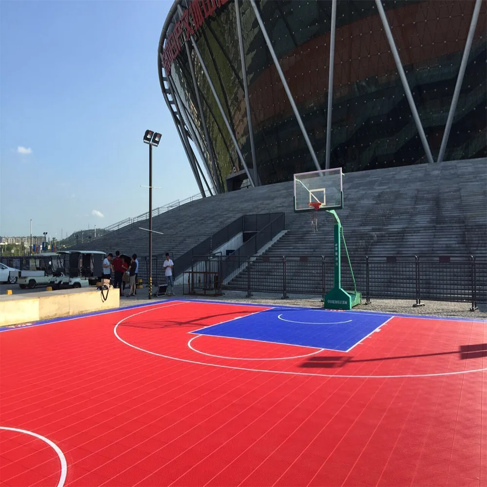 
Anti slip interlock waterproof vinyl covering basketball courts outdoor floor tile 