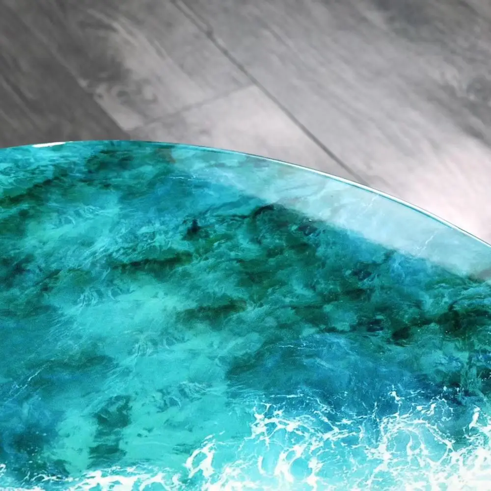 Cheap resin coffee table sea shore shape wooden side table