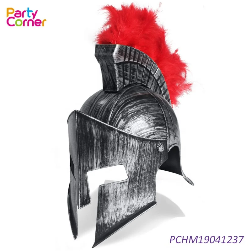 Spartan Helmet Armor Adult Medieval Roman Knight Hat With Hair
