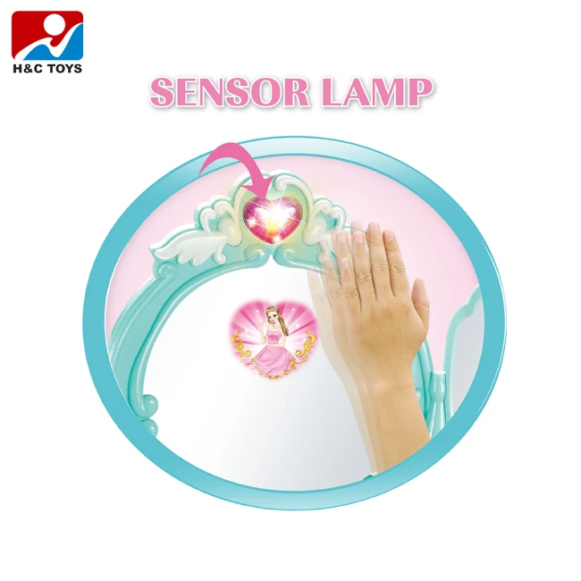 Girls plastic induction makeup desk set toy with light and music kids dressing table