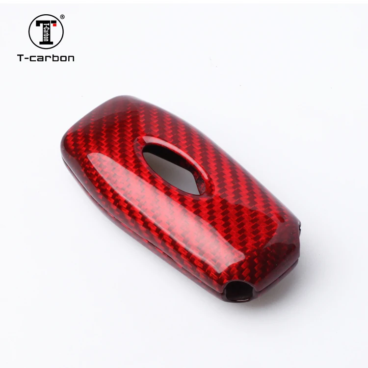 T-carbon Glass Fiber Gloss and Shine Key Cover  For Ford 3 button Key Car Interior Accessories Key Case