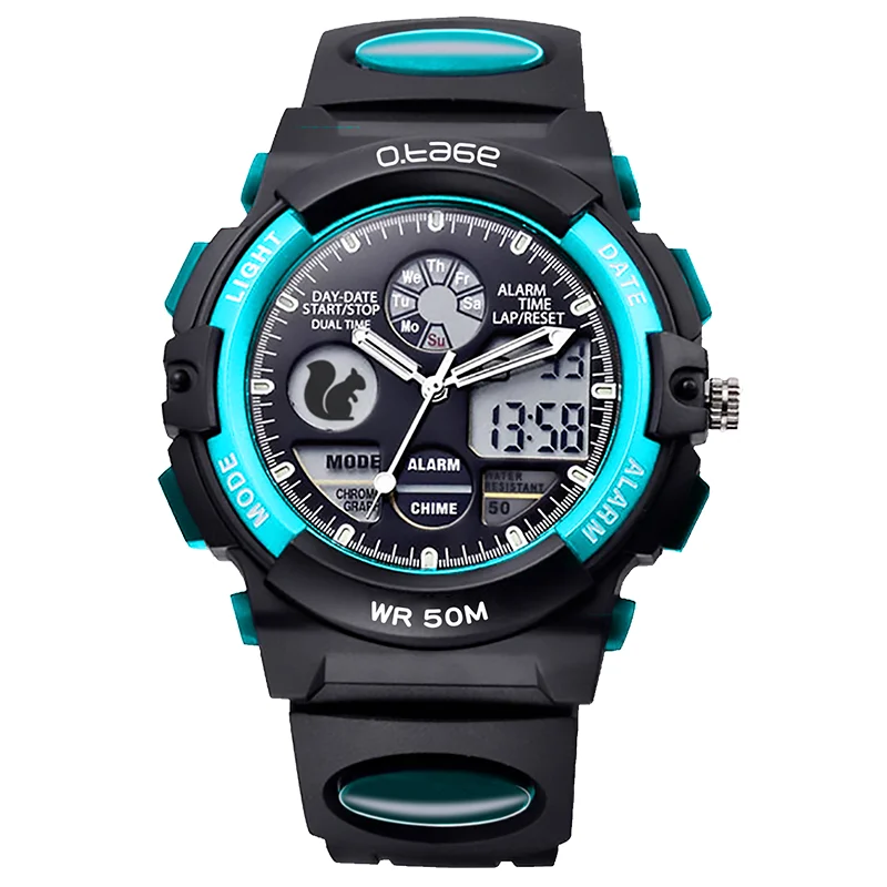 
wholesales christmas children Electronic sport watch for students kids teenagers with LED night light Black 