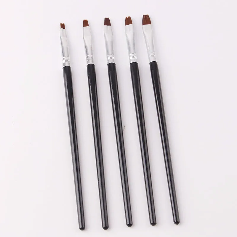 5 Pcs/set Nail Art UV Gel Pen Brush Manicure Painting Flat Brush Tool