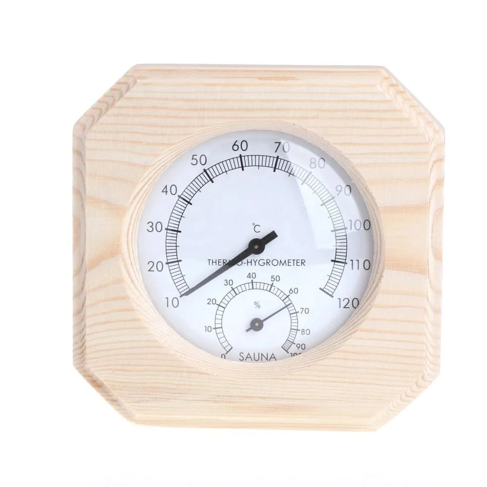 Single Sauna Wooden Hygrothermograph Thermometer Hygrometer Sauna Room Accessory