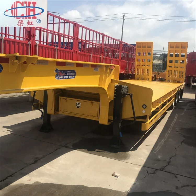 Liangshan 3 Axle  Semi Trailer Chassis Flat Bed Flatbed Trailer For Sale