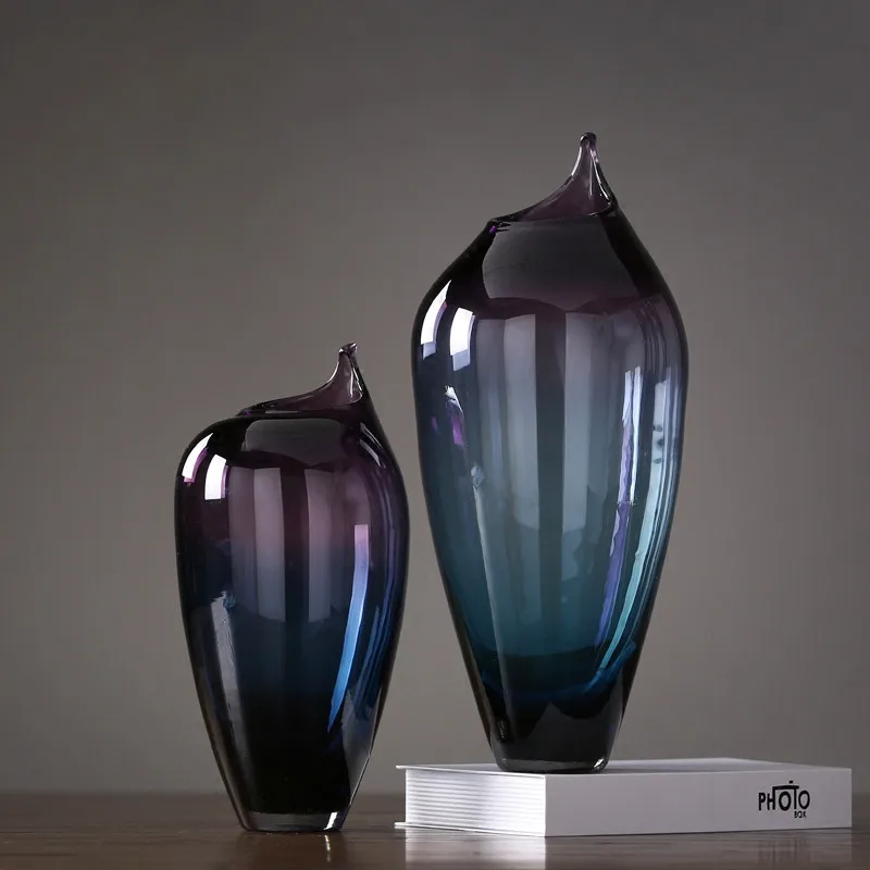 
Hand Blown Hot Sales Unique Shaped Solid Color Glass Vase 