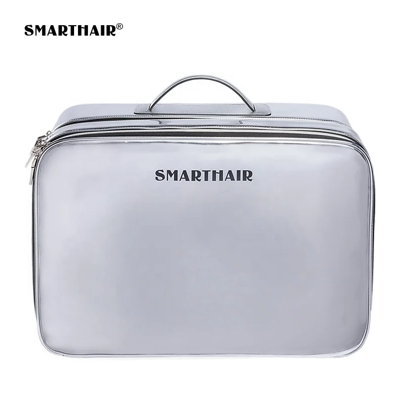 
Organizer Silver Glitter Travel Luggage With Customized Logo Cosmetic 2 Layer Premium Hanging Square Makeup Bag Private Label 