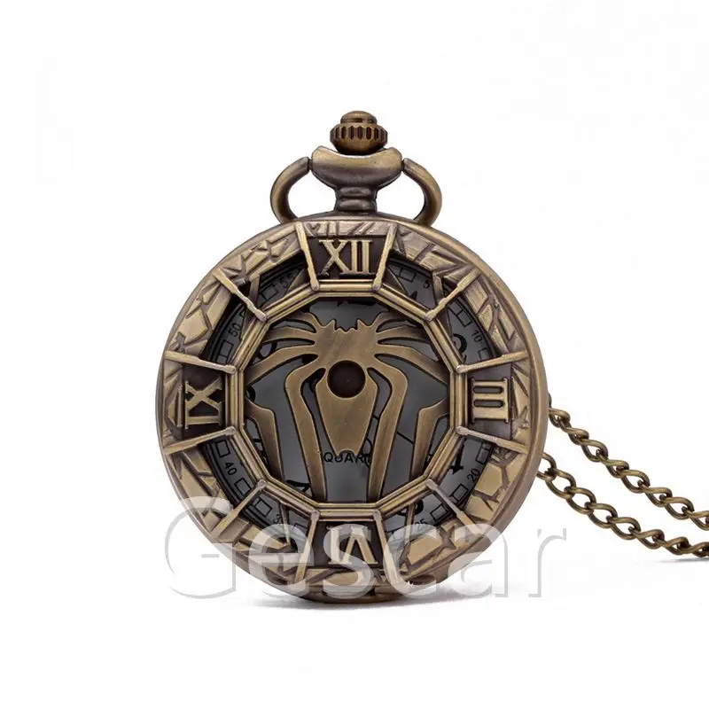 
no logo vintage new style pocket watch wholesale pocket watch Unique Spider face hollow out pocket watch 