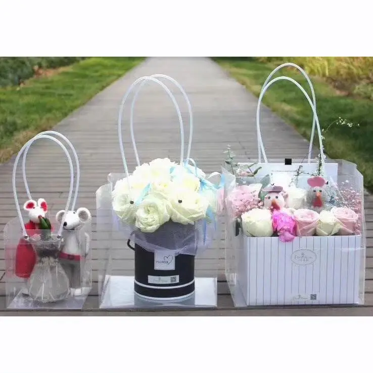 
Online wholesale transparent tote bag beautiful decoration flower pot wrapping bag 