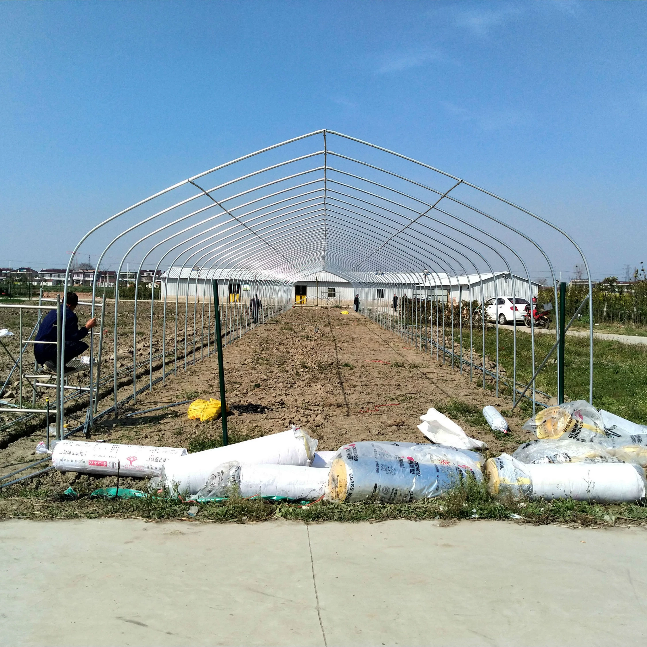 single span tunnel  greenhouse with  plastic film