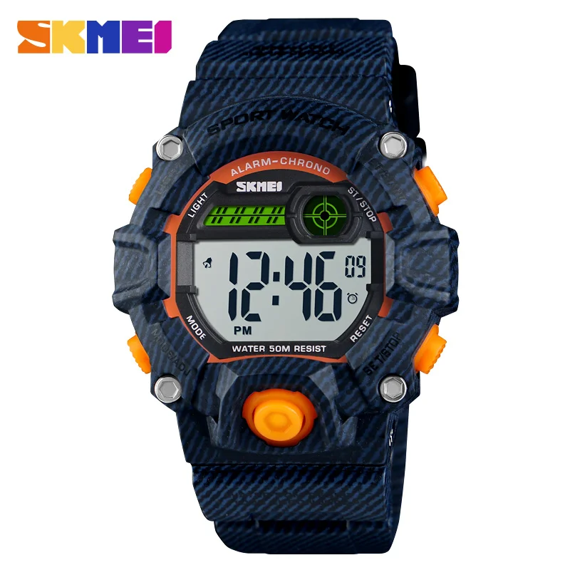 SKMEI NEW Kids Watches Digital Stopwatch Led Clock 50M Swim Waterproof Plastic Alarm Boys Girls Children Sports Watch 1484 reloj