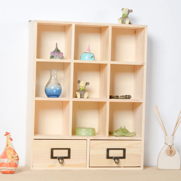 
Guangdong Nine Grid Wooden Display Case Showcase Wooden Storage Cabinet 