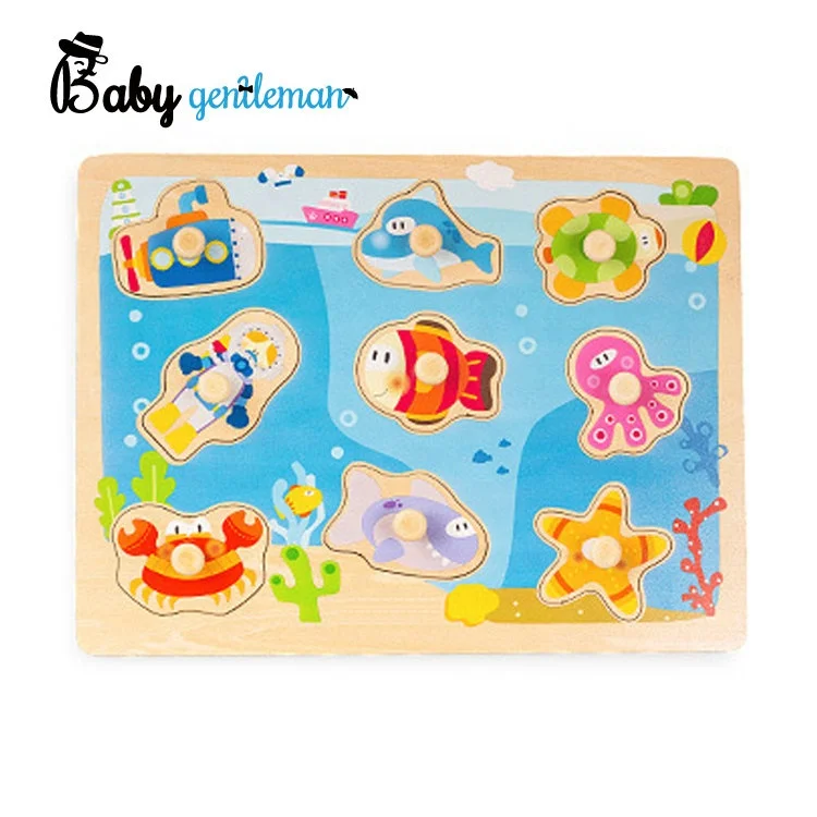 Hot sale early educational toy wooden dinosaur peg puzzle for kids Z14176M