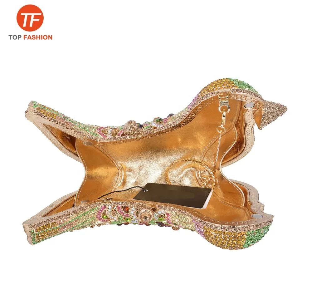 China Factory Wholesales Crystal Rhinestone Clutch Evening Bag for Formal Party Classic Bird Clutch Purse