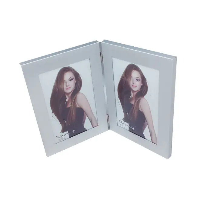 Дюймов 4*6 дюймов Серебряный Металл двойная фоторамка для украшения дома