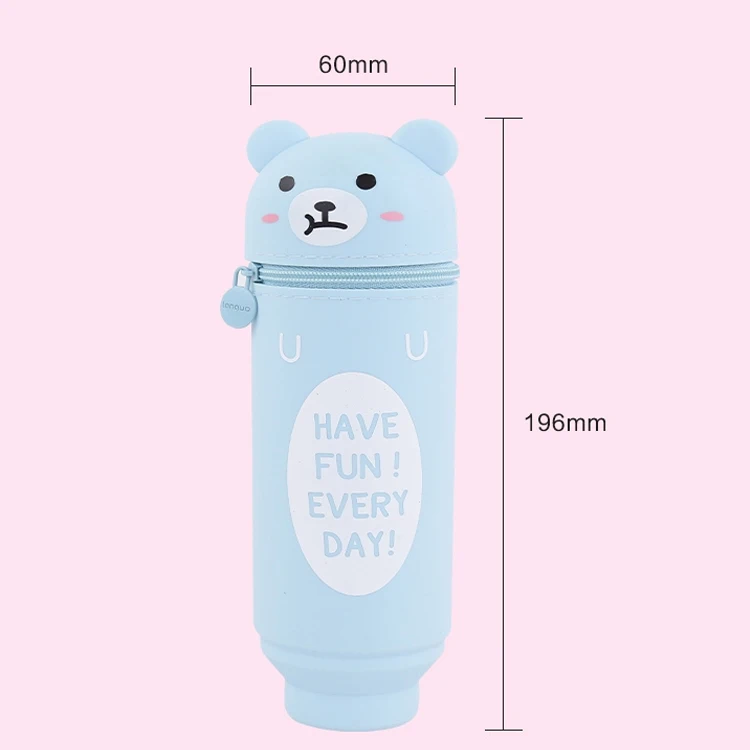 
Hot Sale school stationery items list low price custom promotion funny animal t design silicone pencil case 