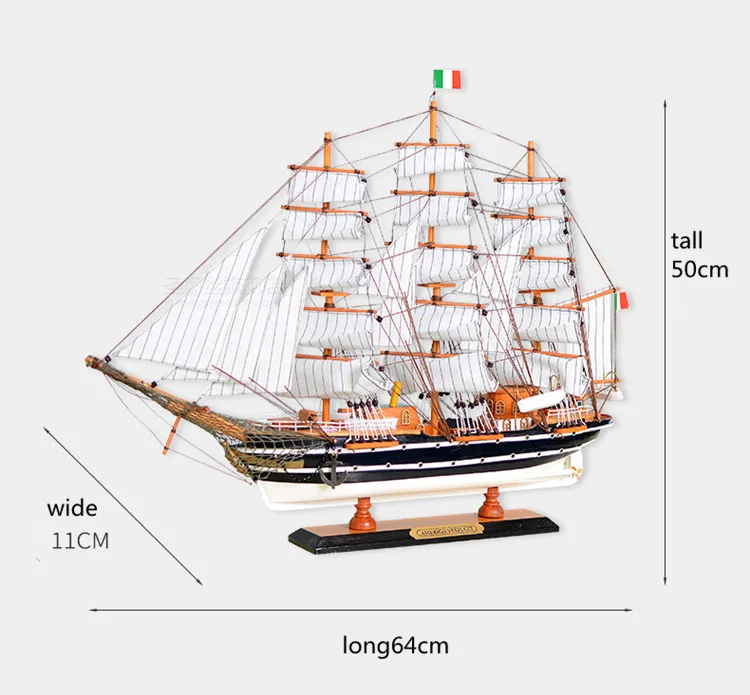 Model boat with solid wood trim