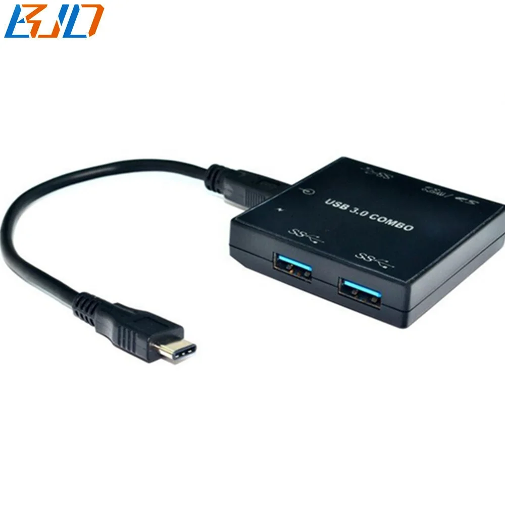 Typ-c USB 3,1 концентратор кард-ридер 3 * USB 3,0 комбо разъем адаптера с Тип C и USB кабель питания