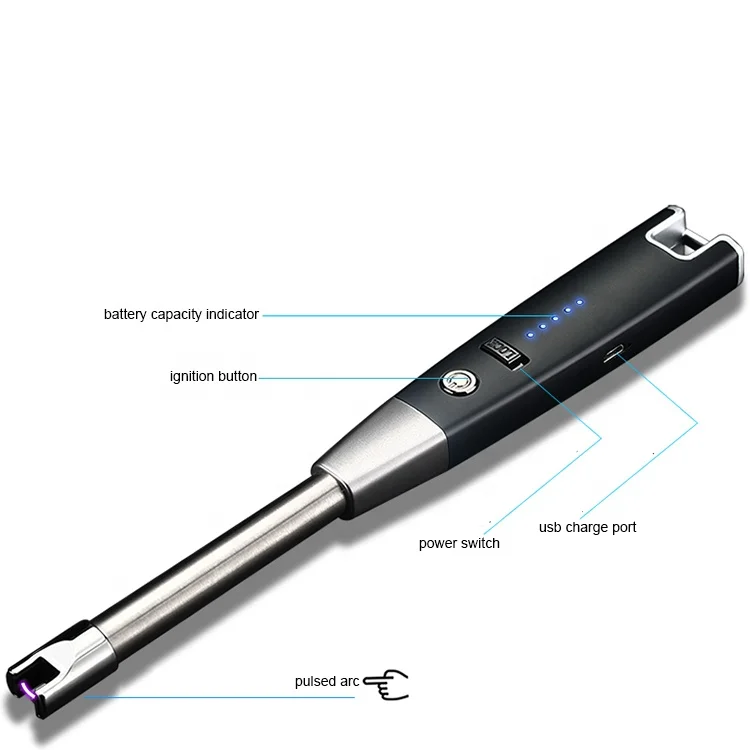 custom long gas oven kitchen candle electric torch single arc rotation encendedor electrico usb feuerzeug charging bbq lighter