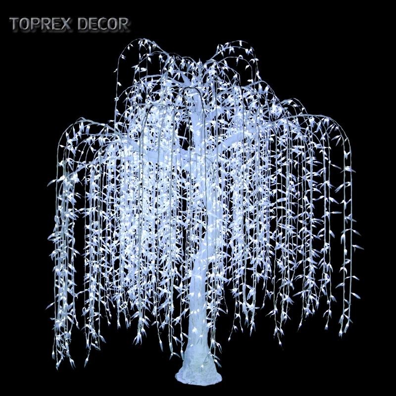 Outdoor waterproof 3.5m simulation artificial led lighted white willow tree