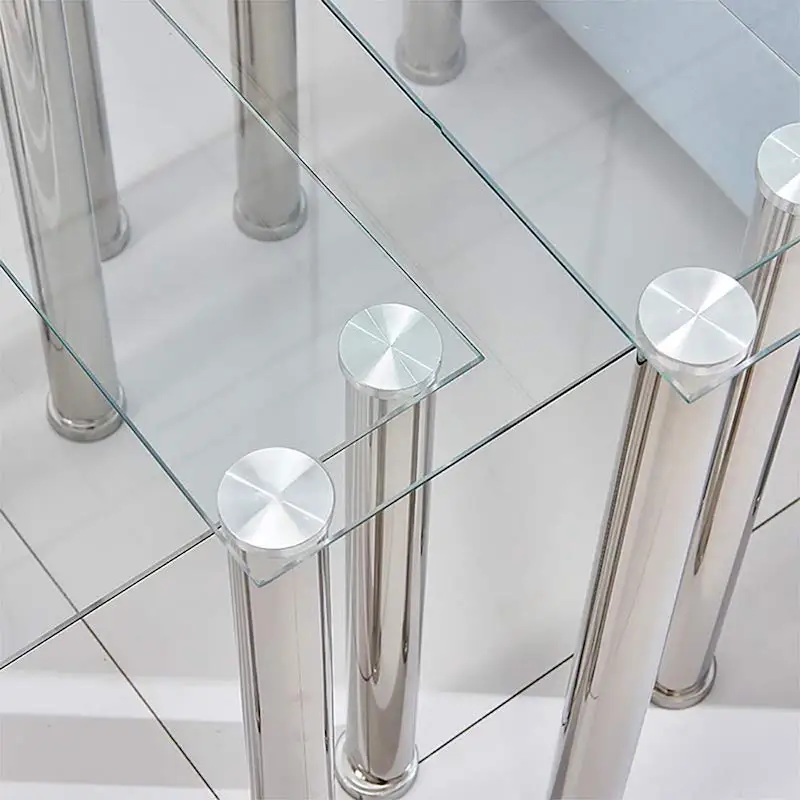 Modern Design Household Furniture Glass Top Metal Coffee Table With Chrome Legs