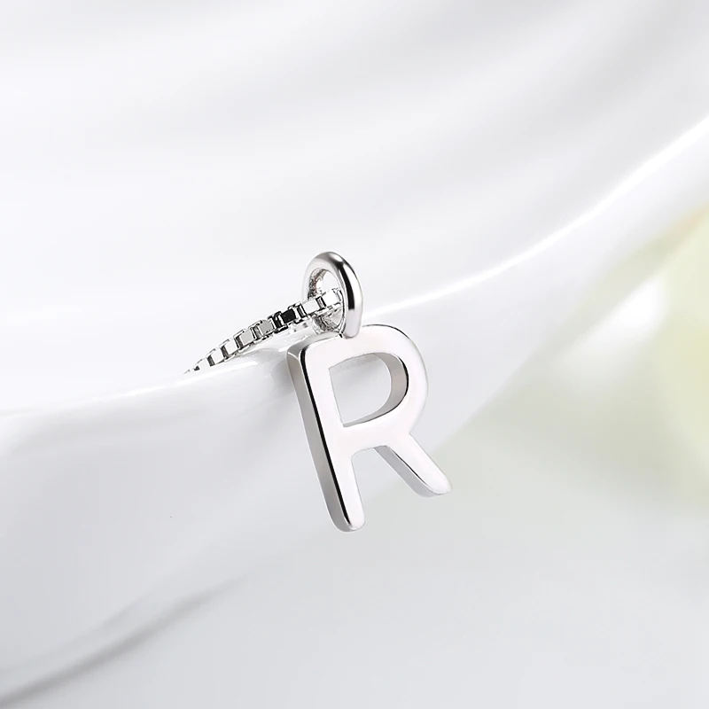 ZHILIAN Women 925 Sterling Silver Chain R Letter initial Necklace Alphabet Pendant For Women