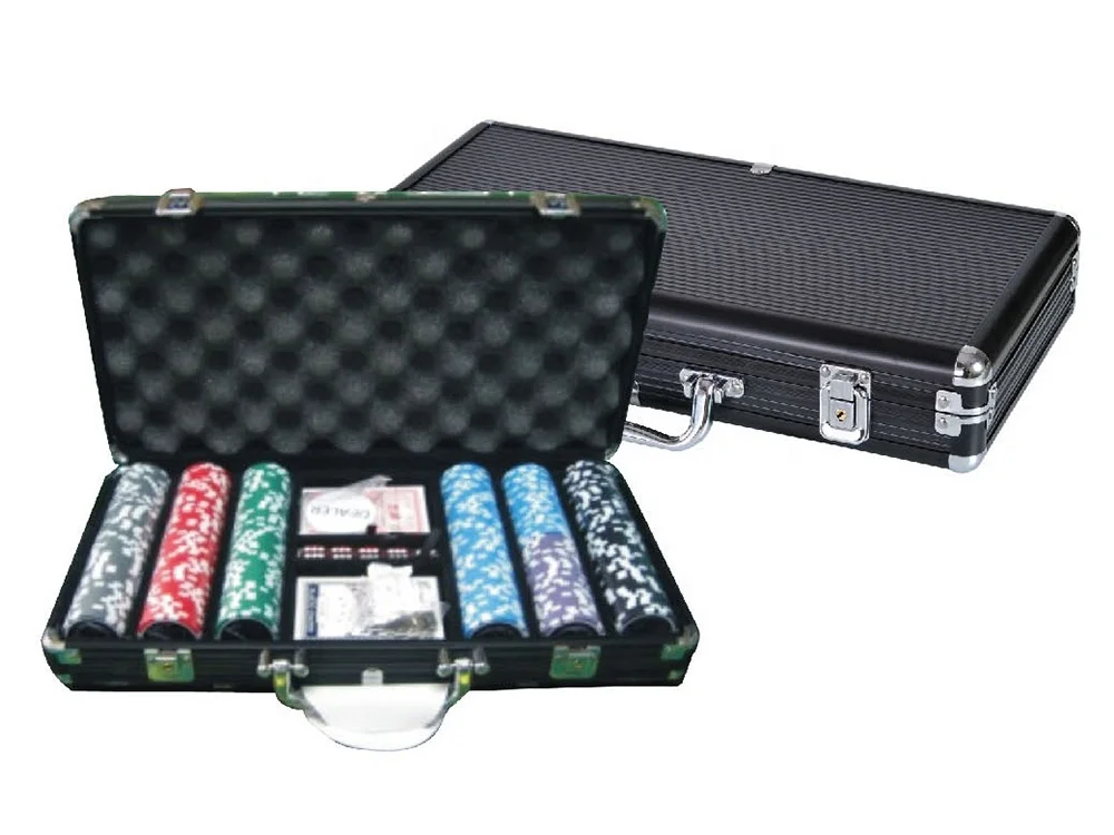 500pcs stickers poker chip set in Silver aluminium case