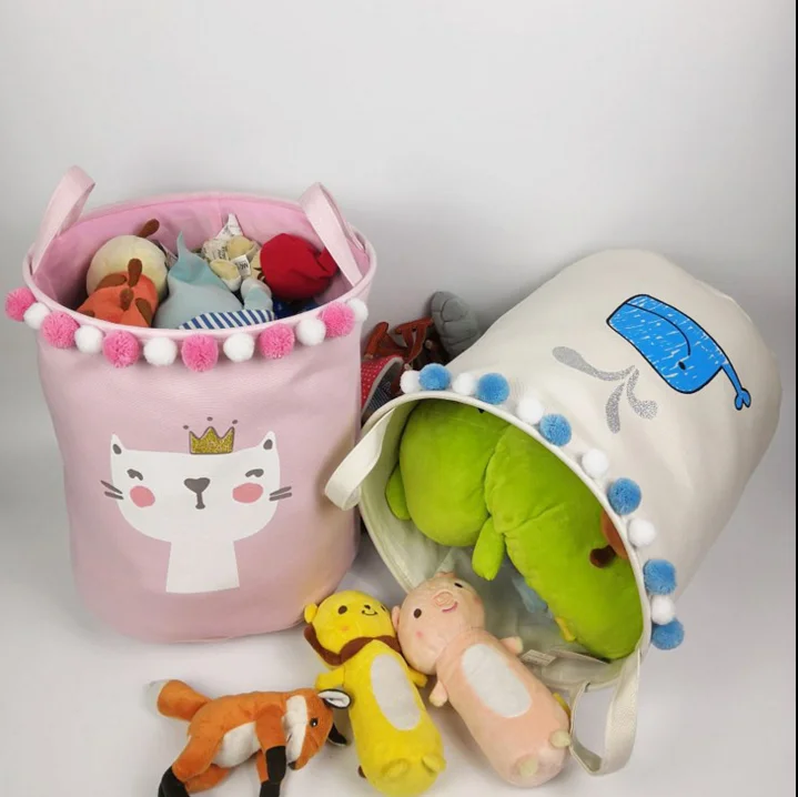 Baby Room Laundry Baskets Nordic Style For Children with Cartoon Cat and Whale