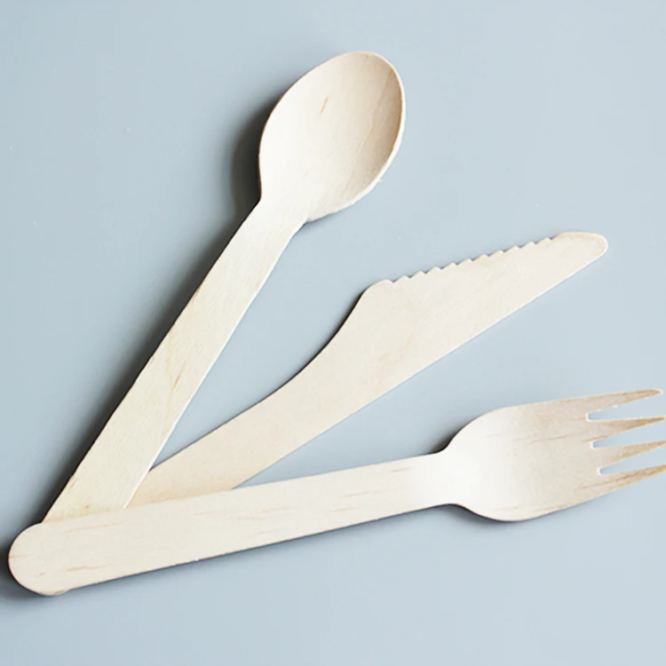 Wholesale Biodegradable Disposable Wooden Spoon Fork Knife