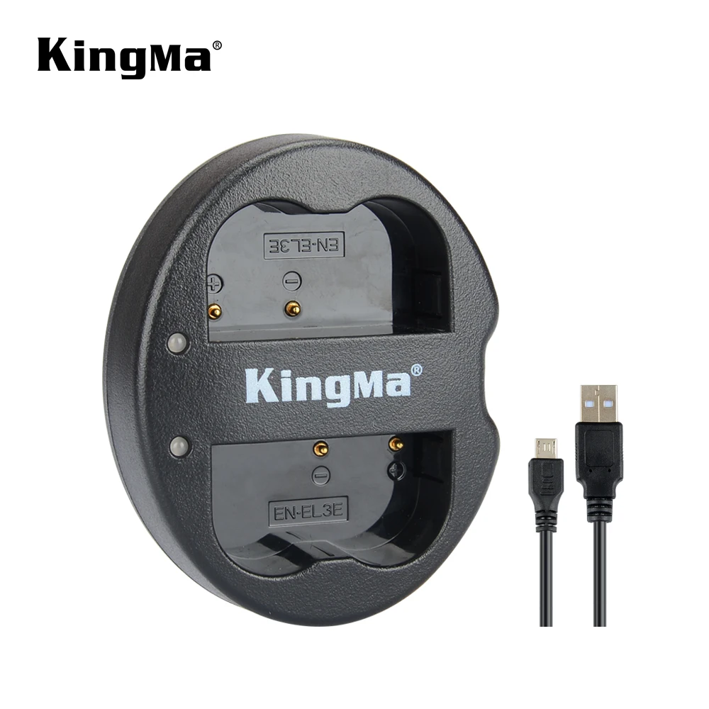 KingMa Portable Dual Micro USB Battery Charger For Replacement EN-EL3E Battery And For Nikon D90 D80 D300 D70 Camera