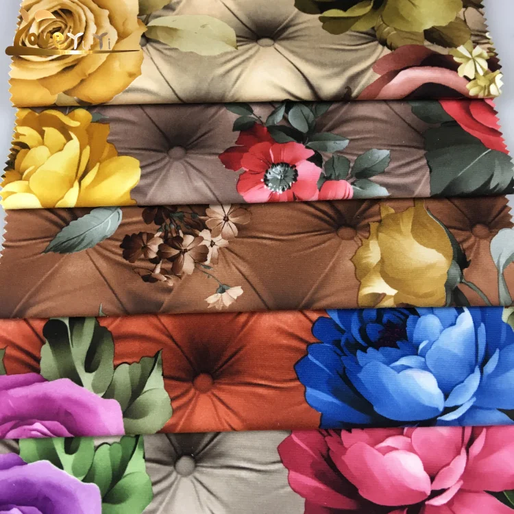 Мода Турция Стиль Цветочный печати Обивка Бархат диван ткань цена за метр