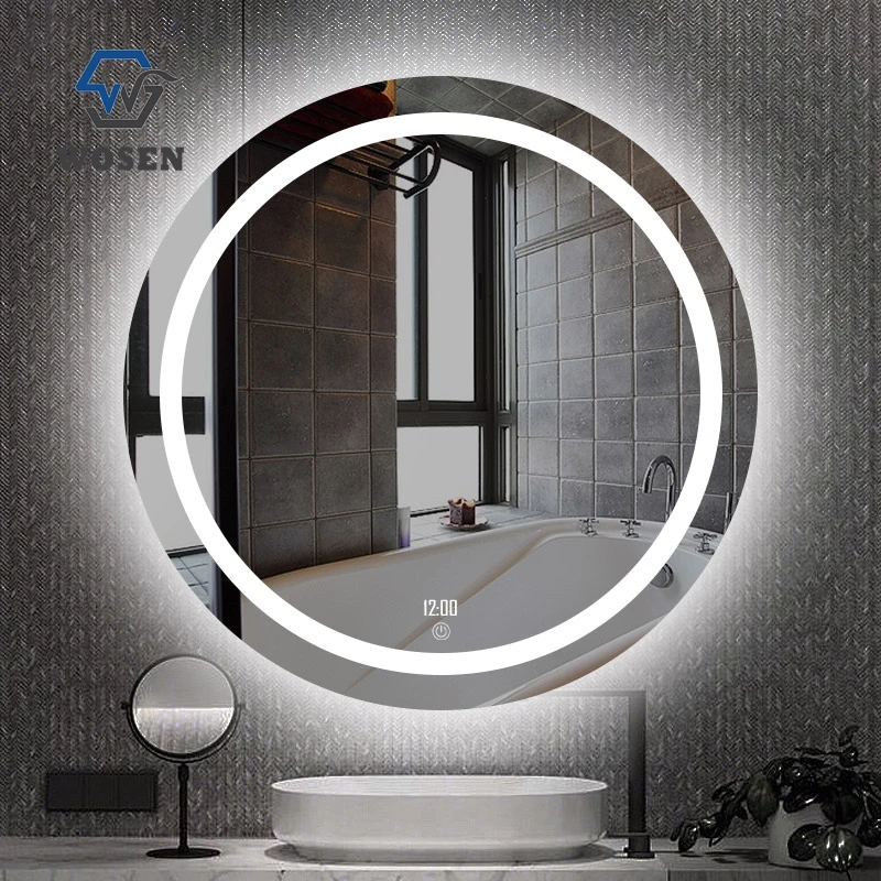  Round frameless led light bathroom mirror with motion sensor