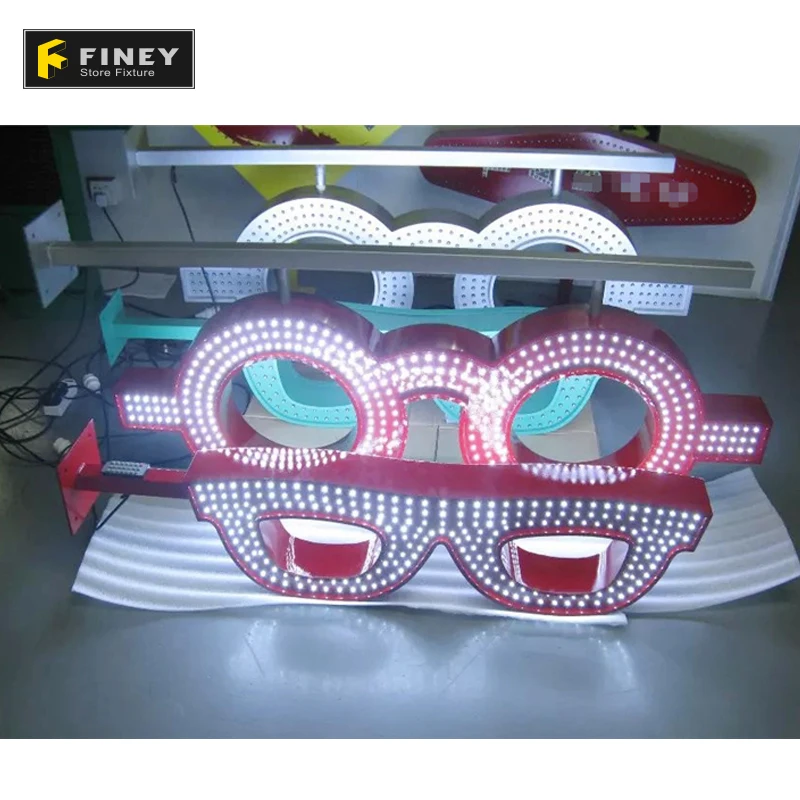 Индивидуальная розничная продажа дизайн магазина оптических очков интерьер светодиодных вывесок