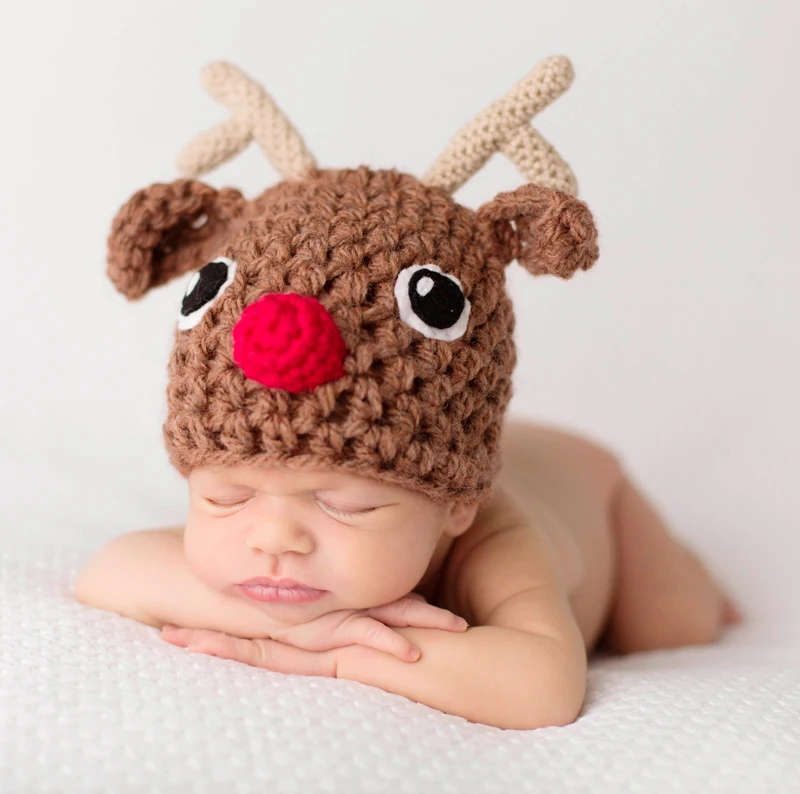 фотографирования новорожденных шляпа вязаный крючком зимние детские шапочки