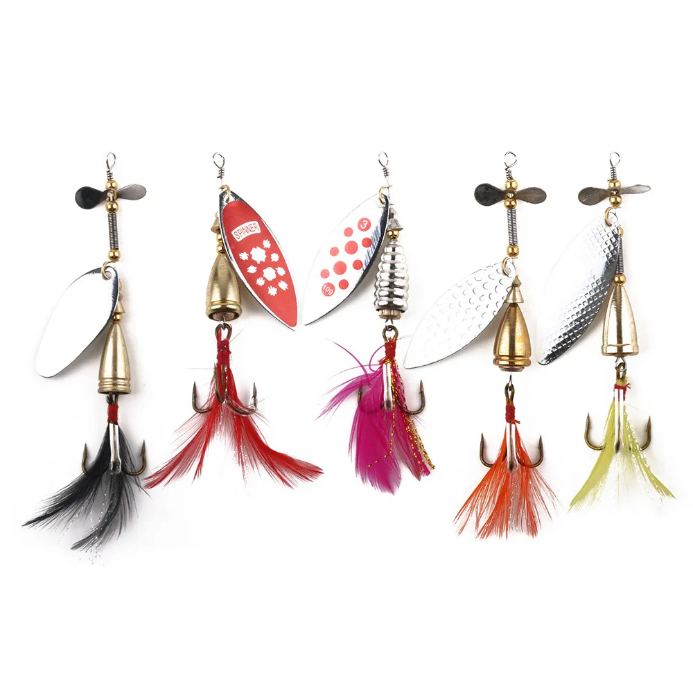 Metal Spinner Fishing Bait Spoon 10g-13g Fishing lure Silver/Gold Color Retail Box Catfish Bass Lures 360 Rotation