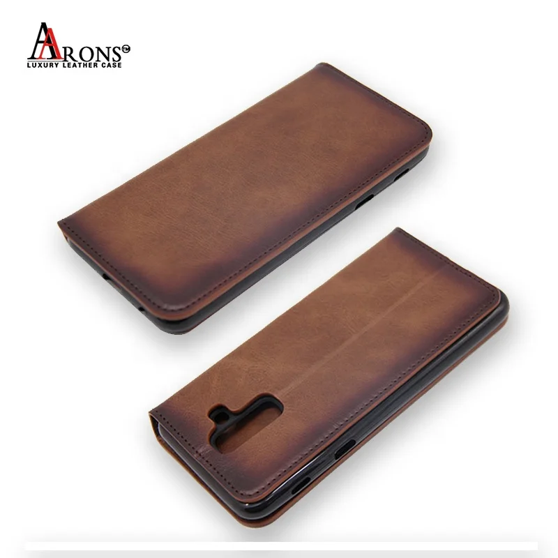 Фабрика питания противоударный градиент цвет пояса из натуральной кожи флип чехол для телефона Galaxy A6 +/A6 плюс 2018