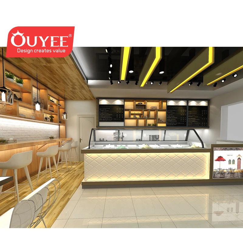 Shopping Mall Airport Fresh Fruit Juice Bar  Coffee Shop Design With Store Furniture Counter  Kiosk for Food