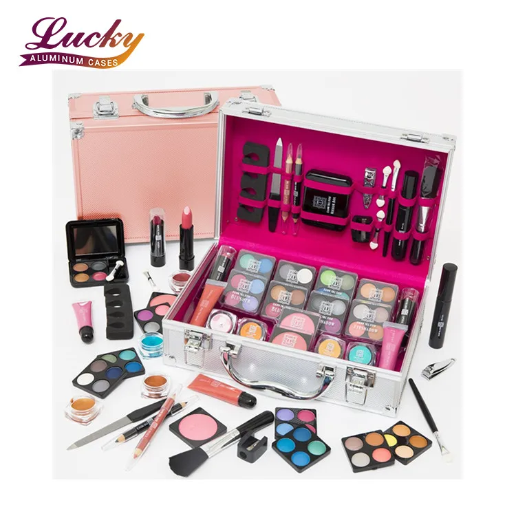 Pro Cosmetic Rose Gold Makeup Vanity Beauty Travel Gift Storage Case Set