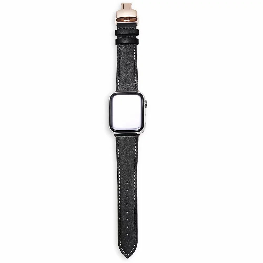 Ремешок для часов из натуральной кожи с застежкой-бабочкой Apple iWatch