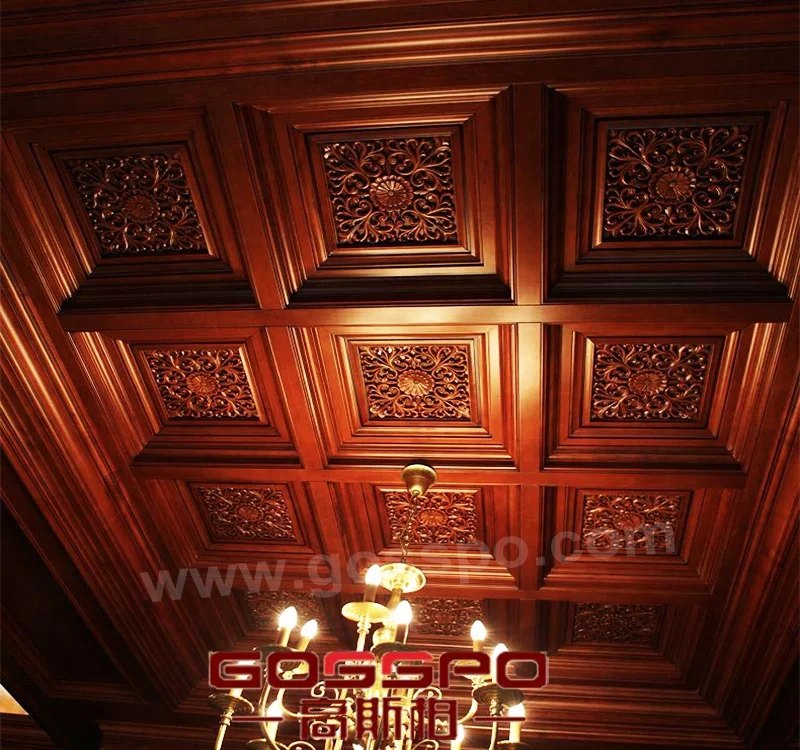 
luxury French designs solid teak wood veneer ceiling panels craved wood ceiling panels 
