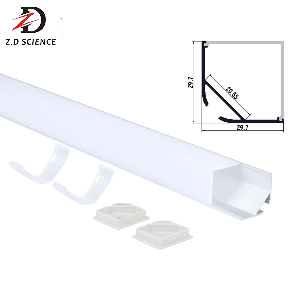 
V shape 45 degrees Corner mounted led strip aluminum profile channels for led strip light 
