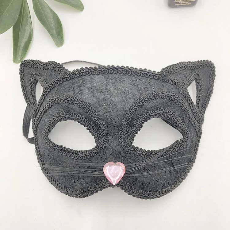 Фабричная Венецианская Маскарадная маска Женская сексуальная черная блестящая необычная кошка кружевная маска для глаз