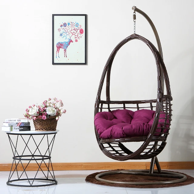 Best selling PE rattan wicker single hanging chair in garden balcony