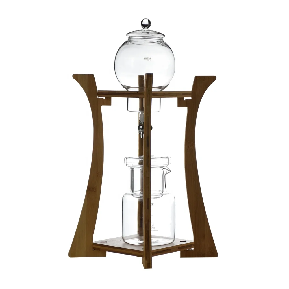 
Ecocoffee 600ml Bamboo Dutch Ice Coffee Percolator Luxury Ice Cold Brew Coffee Maker Dripper in Bamboo 600 ml 